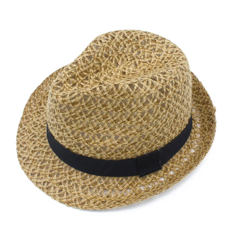 Summer Linen Straw Sun Hat for Men and Women Travel
