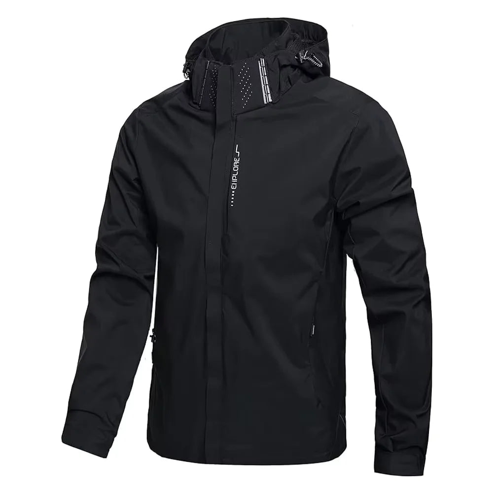 Mens Waterproof Hooded Rain Jacket for Hiking Travel