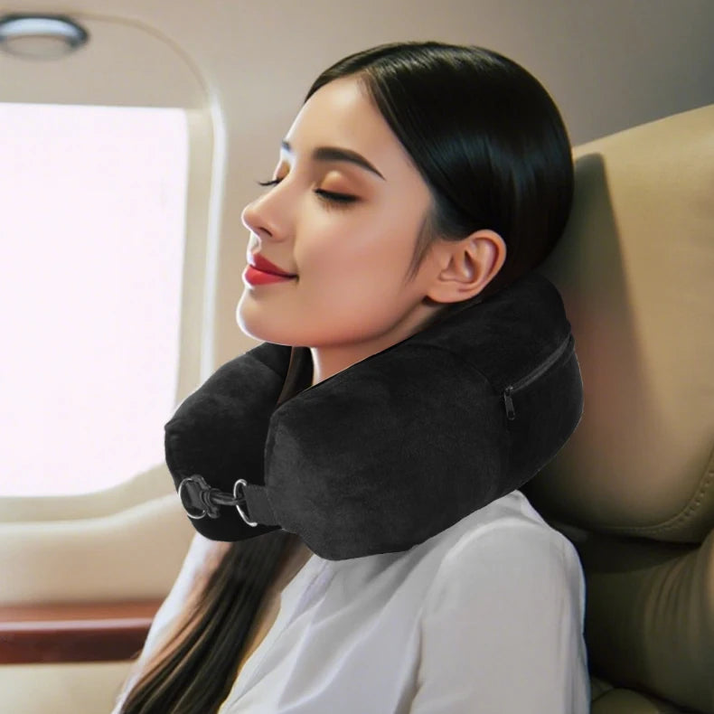 Travel Neck Pillow with Storage Bag for Airplane Travel