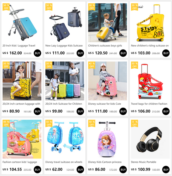 20 Inch Kids' Luggage Travel Bags for Children Suitcases on Wheels Child Travel Suitcase with Guardrails Rolling Luggage Case