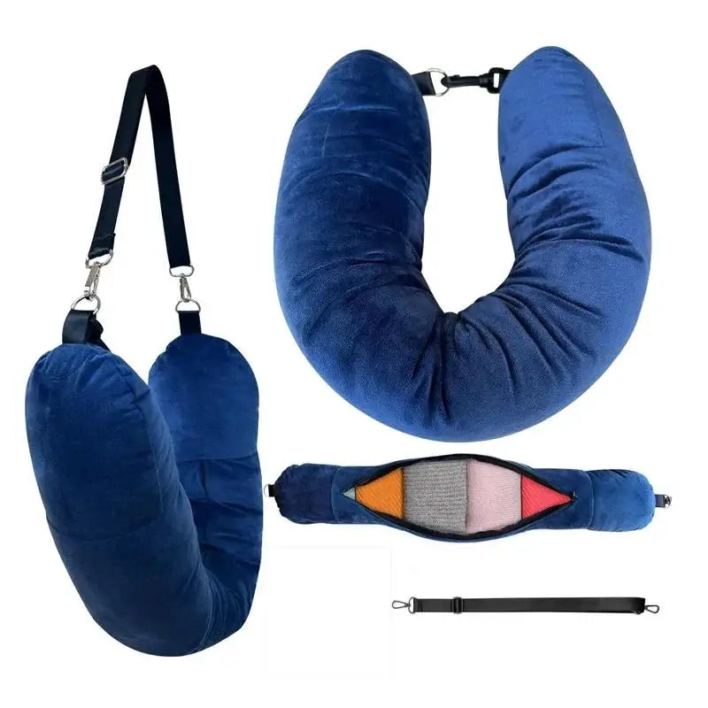 2 in 1 Travel Neck Pillow with Clothing Storage Bag