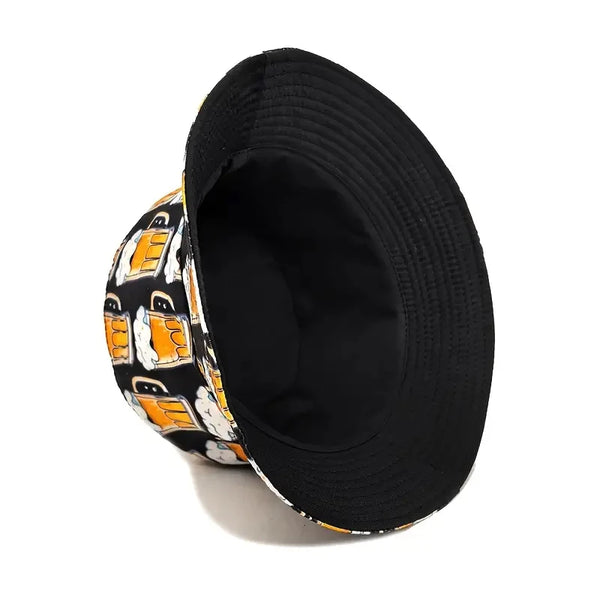 Bocca Cartoon Beer Bucket Hat Funny Printing Pattern Fisherman Hats Double Sides Panama Cap For Men Women Outdoor Sun Summer New