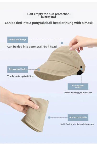 Women Bucket Hats Fashion Sun Protection Hats Creative Face Mask Hook Design Hats New Product Summer Sun Hat Apparel Accessorie