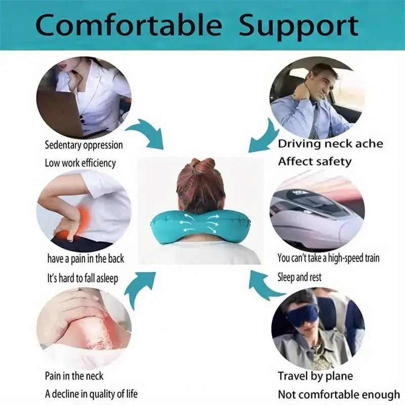Inflatable Portable Neck Pillow for Travel and Trips