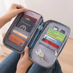 Travel Document Organizer - Waterproof Passport Holder with RFID Blocking, Multi-Card Slots & Zipper Pocket for Airplane/Train