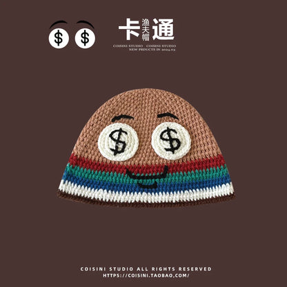 Cute Cartoon Knitted Bucket Hat for Women Men Fashion