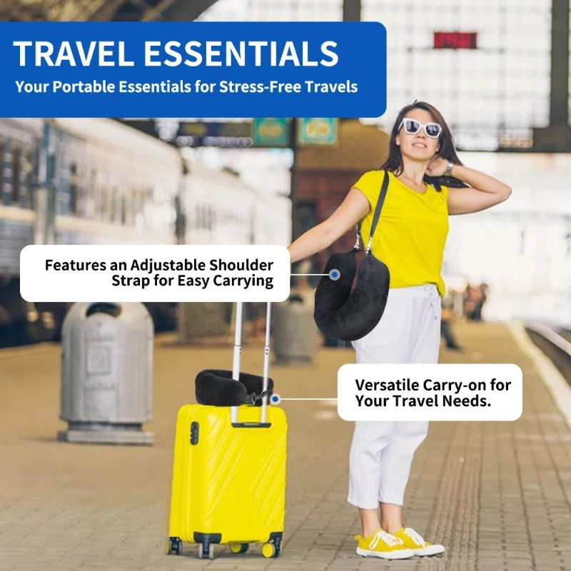 Travel Neck Pillow with Storage Bag for Airplane Travel