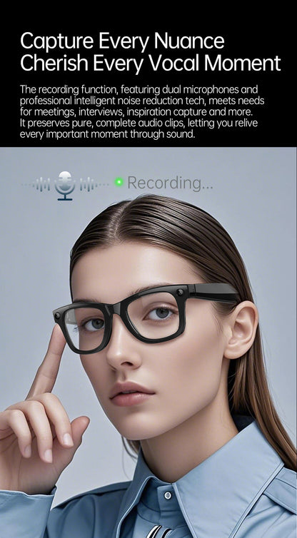 AI Smart Glasses 5 Million Pixels Recording Videos Photo Recognition Answer Translation 290mAh IP66 Waterproof Bluetooth Glasses
