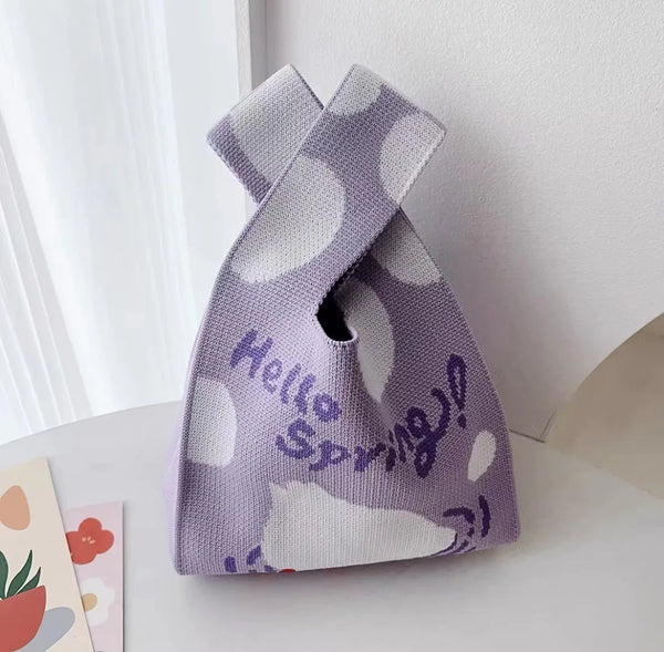 Internet Celebrity Hyunya Style Office Handbag Knitted Bucket Bag Wool Bag Souvenir Versatile Handbag Casual
