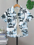 Kids Hawaiian Leaf Print Short Sleeve Beach Shirt