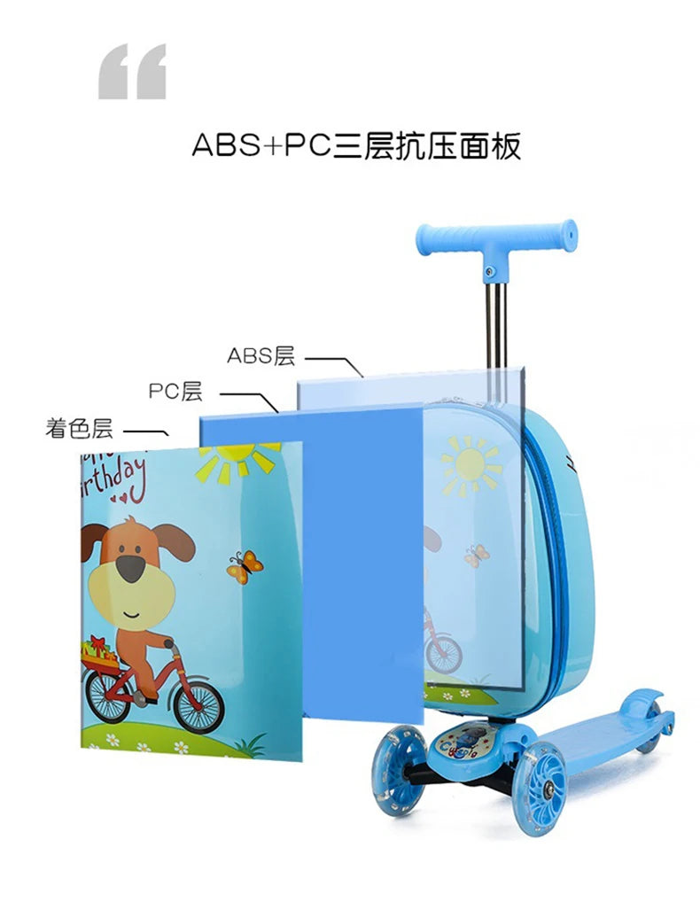 New cute skateboard suitcase scooter children&