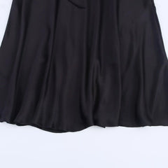 HH Women's Summer Vacation Style V-neck Satin Texture Dress Female Elegant Sexy Solid Backless Lace-up Strap Midi Dress
