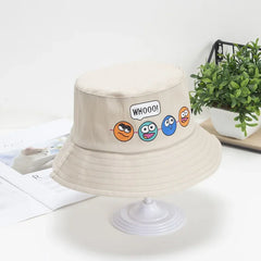 Korean Cute Cartoon Children Bucket Hats Boys Girls Outdoor Sun Hats Kids Caps with Windproof Rope Kids Accessories