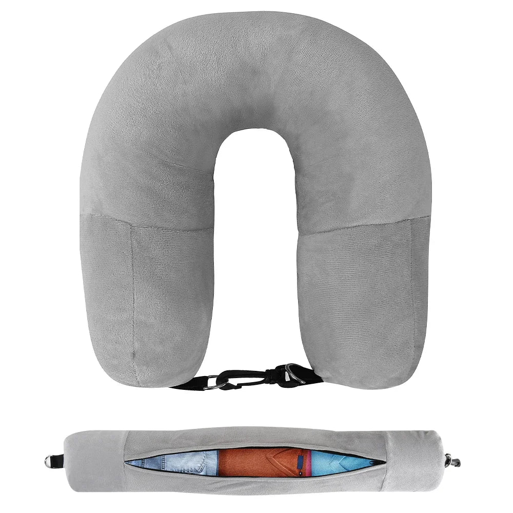Travel Neck Pillow with Storage Bag for Airplane Travel