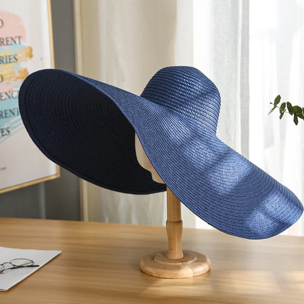 Summer Large Wide Brim Foldable Sun Hats For Women Oversized Sun Shade Hat Travel Straw Hat Lady UV Protection Beach Hat