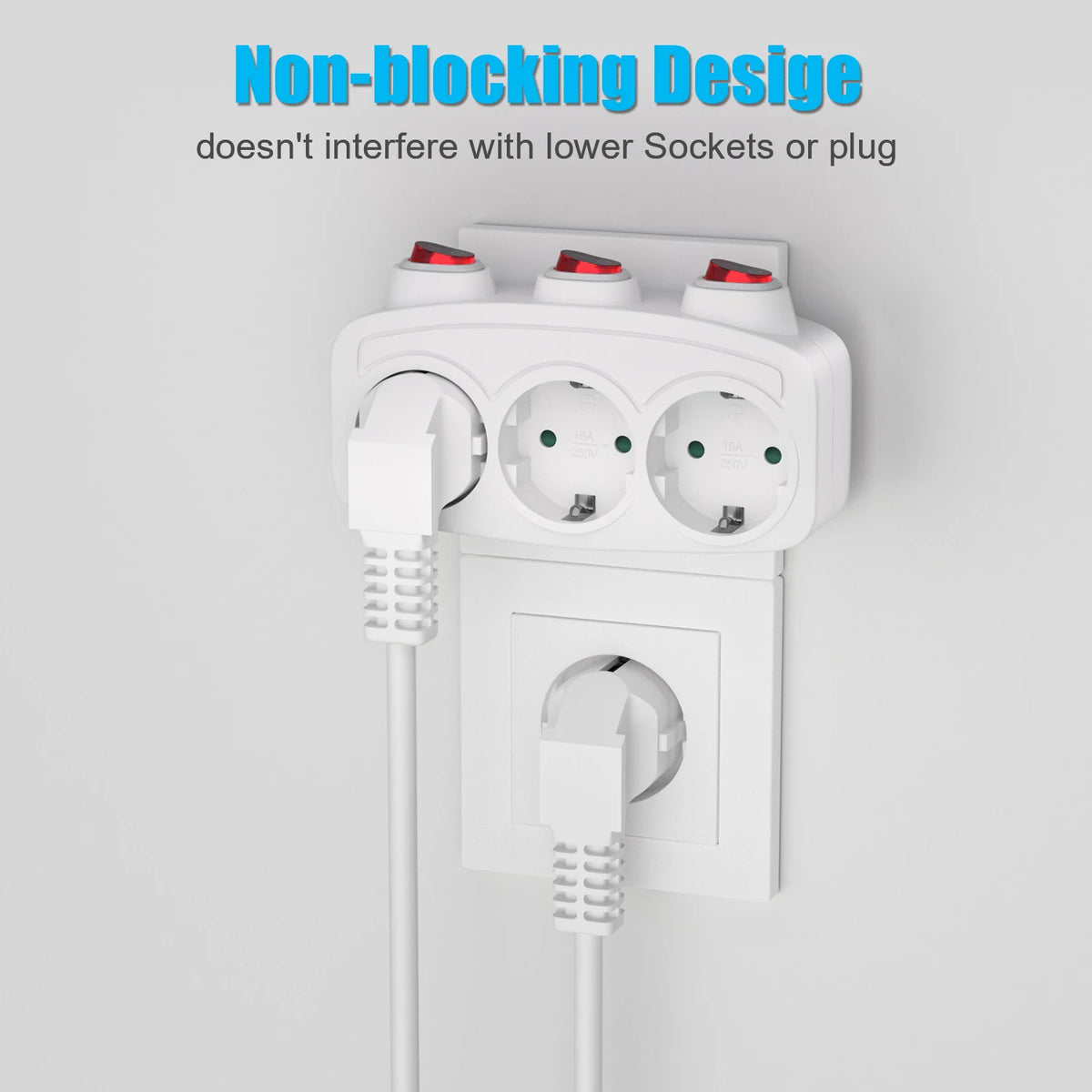 EU Schuko Multi Plug Power Adapter With Switch Outlet