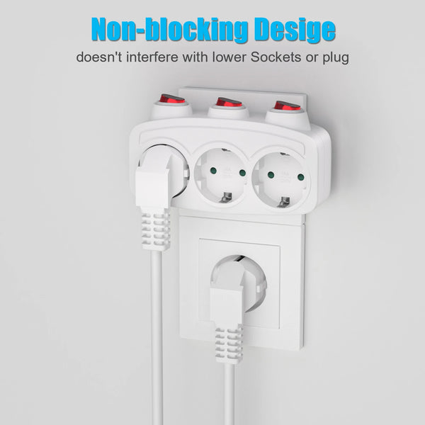 EU Electrical Sockets Extension Outlet With ON/OFF Switch Schuko Germany Standard Mulit Plug Wall Converter Power Adapter