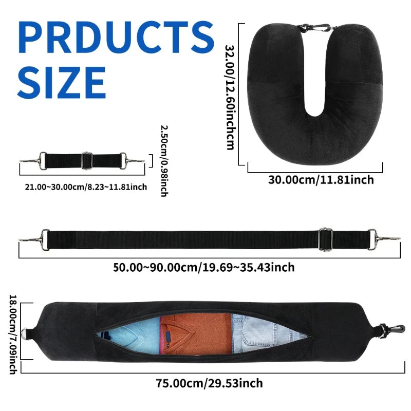 Travel Neck Pillow with Storage Bag for Airplane Travel