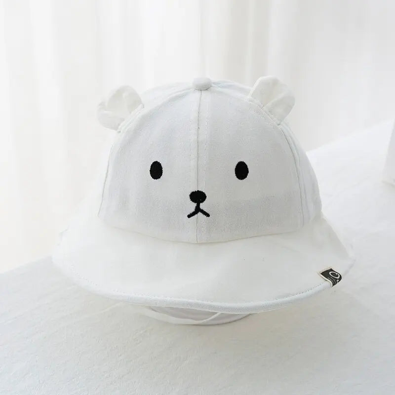 Cute Bear Baby Bucket Hat with Ears Cotton Sun Cap