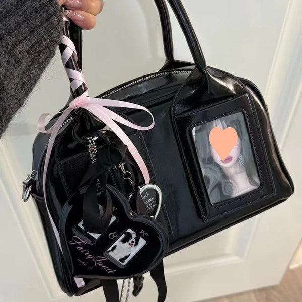 Compact K-pop crossbody bag for petite frames Stylish niche Boston pillow-shaped shoulder bag for women