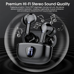 UYUXIO BT5.4 Wireless Ear Buds with LED Display HiFi Stereo Earbuds Headphones with IP7 Waterproof ENC Noise Cancelling Earphone