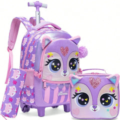 Children's School Bags Kids Rolling Backpack for Girls Luggage Suitcase with Wheels Trolley Wheeled Backpacks for School Travel