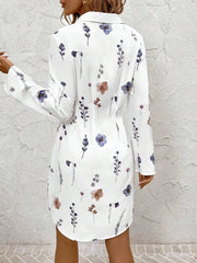 Summer Vacation Outfits Women's Autumn/Winter Fashionable Versatile Commuter Floral Print Shirt Dress Fall Women Clothes Dress,S