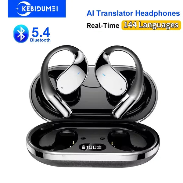 3-in-1 AI Translator Earbuds 140 Language Real-Time Translation Earphone Noise Cancelling Bluetooth Wireless Translating Headset
