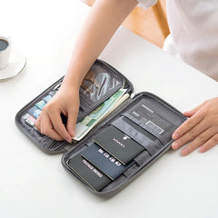 Travel Document Organizer - Waterproof Passport Holder with RFID Blocking, Multi-Card Slots & Zipper Pocket for Airplane/Train