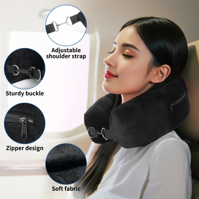 Travel Neck Pillow with Storage Bag for Airplane Travel