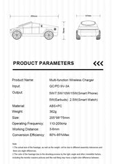New Cybertruck Multifunctional 3-in-1 Wireless Charger Desktop Qi2 Charger for IPhone (15W),Iwatch (5W), Airpods (2.5W) Charging
