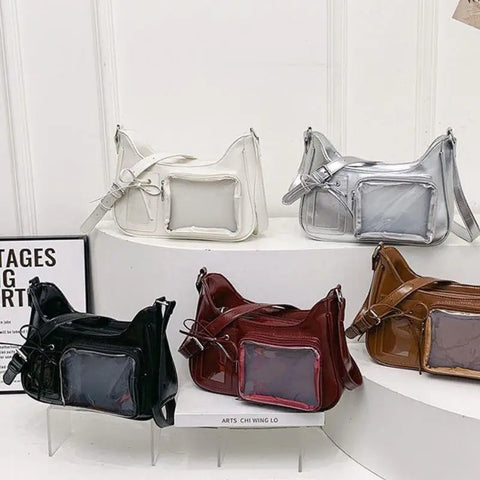 New Transparent Ita Bag School Crossbody Handbag Korean Y2K Pain Shoulder Bag Japanese Designer Preppy Handbag Zippered Bag
