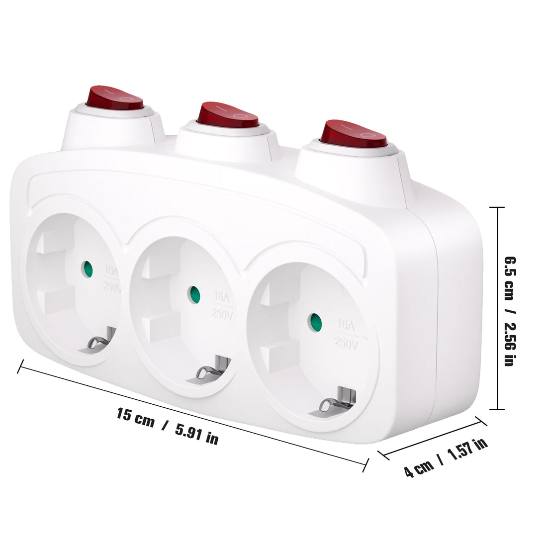 EU Schuko Multi Plug Power Adapter With Switch Outlet