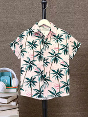 Children's Clothing Hawaiian Shirts for Children Leaf Print Casual Beach Fashion Shirt Outdoor Clothes for Children Short Sleeve