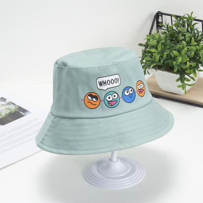 Korean Cartoon Kids Bucket Hat with Windproof Strap
