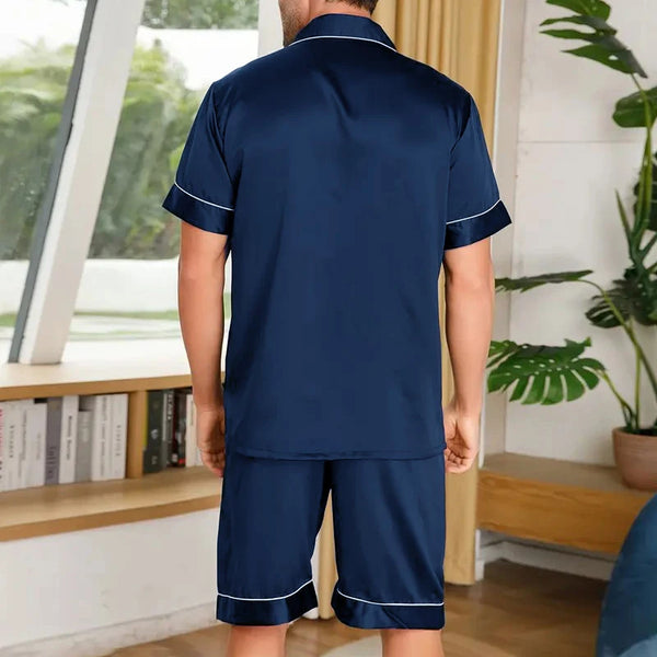 Men's Plaid Print Pajama Set Short Sleeve Lapel Top And Elastic Shorts Comfortable Perfect For Summer Sleepwear Loungewear Pjs