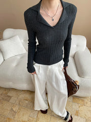 Lightweight travel comfort semi elastic high waist slimming casual wide leg pants