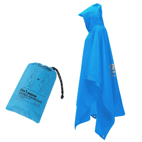 3 In 1 Waterproof Raincoat Lightweight Outdoor Hiking Rain Poncho Rain Jacket Cover Sun Shelter Camping Hiking Cycling Climbing