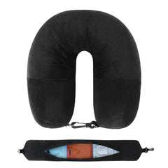 Travel Neck Pillow with Fillable Clothing U Shaped Pillowcase Velvet Cover Extra Storage Bag for Airplane Travel Space Saving