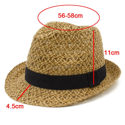 Summer Linen Straw Sun Hat for Men and Women Travel