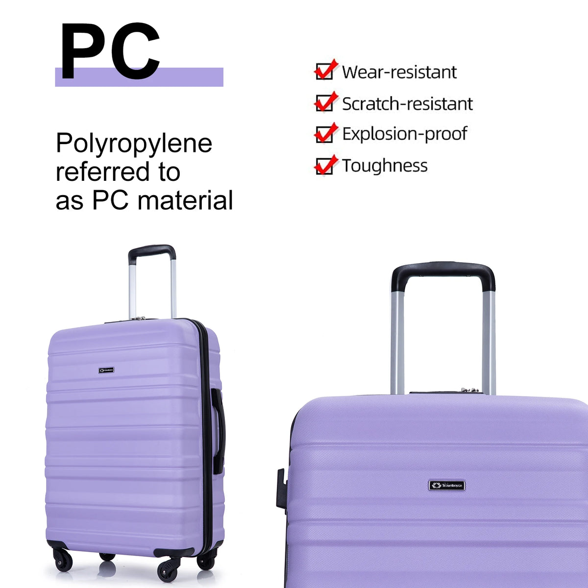 3 Piece Luggage Sets,PC Hardside Suitcase with Expandable,Spinner Wheels, TSA Lock,Carry on Luggage Set