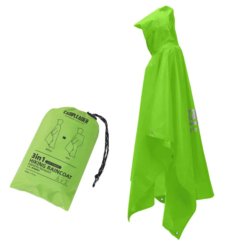 3 In 1 Waterproof Rain Poncho for Hiking and Camping