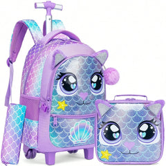 Children's School Bags Kids Rolling Backpack for Girls Luggage Suitcase with Wheels Trolley Wheeled Backpacks for School Travel