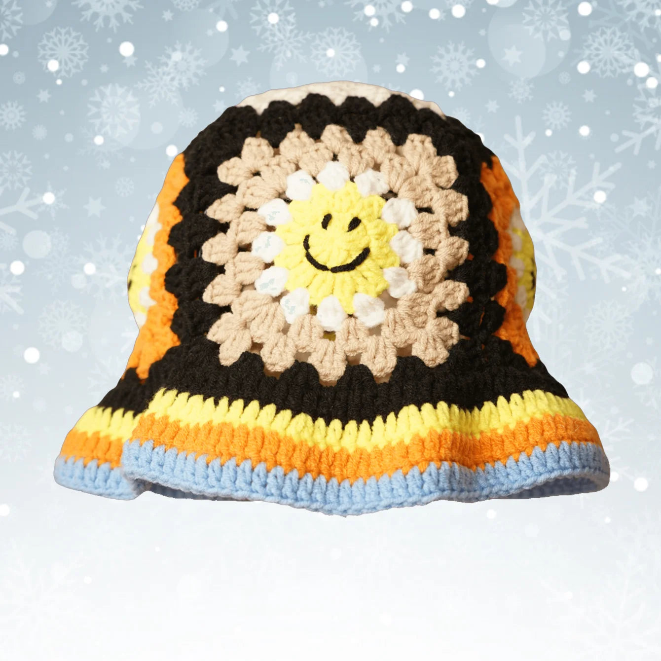 Handmade Smile Crochet Bucket Hat - Boho Style, Stretchy Acrylic, Cute,Stylish,Warm,Perfect Winter New Year Gift For Kids&Adults