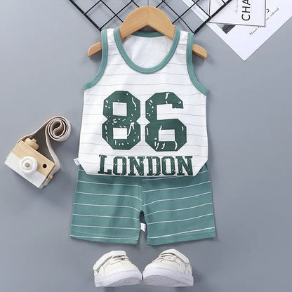 Kids Summer Cotton Vest Set Boys Girls Clothing