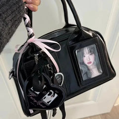 Compact K-pop crossbody bag for petite frames Stylish niche Boston pillow-shaped shoulder bag for women