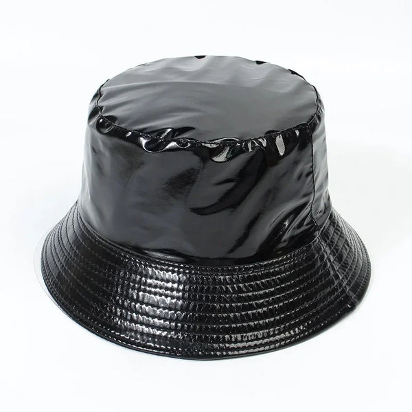 Fashion Shiny Hip-Hop Bucket Hat for Women Men PU Leather Waterproof Panama Cap Summer Fisherman Cap Bob Sun Hat Fishing Cap
