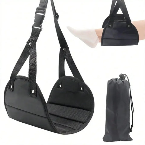 Travel Rest Hanging Footstool with Adjustable Straps Multifunctional Portable Hammock Footrest for Home Office Outdoor Airpalne