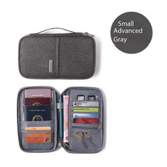 Travel Document Organizer - Waterproof Passport Holder with RFID Blocking, Multi-Card Slots & Zipper Pocket for Airplane/Train