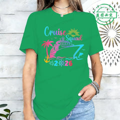 Cruise Squad 2026 Print Tee Shirts Family Birthday Cruise Women's Harajuku T-shirt Short Sleeve Female Clothing Street Tee Tops